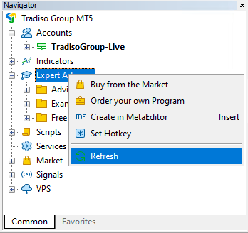 Refresh Expert Advisors