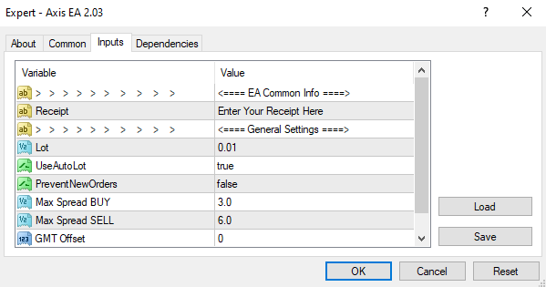 Axis inputs