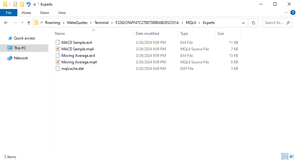 MQL4 experts folder