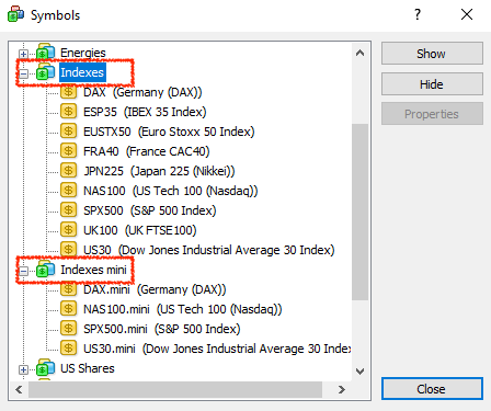 MT4 indexes category