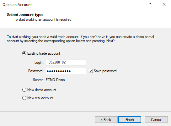 Account login dialog