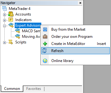 Refresh Expert Advisors