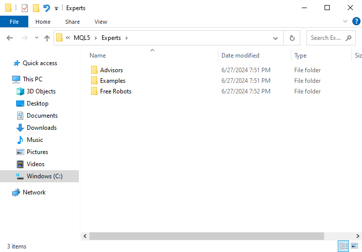 MQL5 experts folder