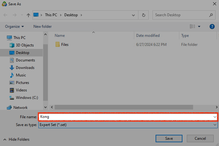 Settings save setfile